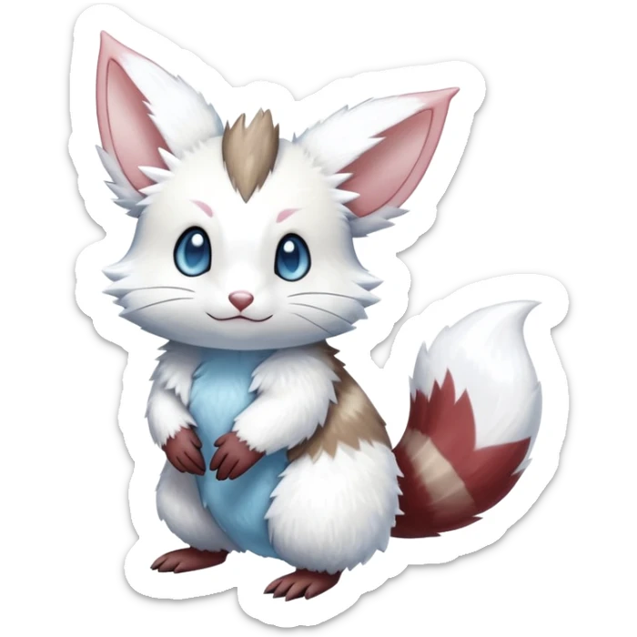 Shiny White Furry Snowy Ice-type Furret-Minccino-Zangoose-Hybrid (Full body) sticker