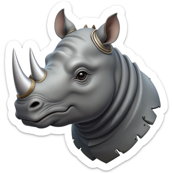 cinematic-noble-rhinoceros-portrait-emoji,-poised,-with-a-massive,-powerful-build-and-a-thick,-armored-hide-of-slate-gray,-deep-set-soulful-piercing-eyes,-simplified-yet-sharp-and-sophisticated-features,-highly-detailed, with large black eyes sticker