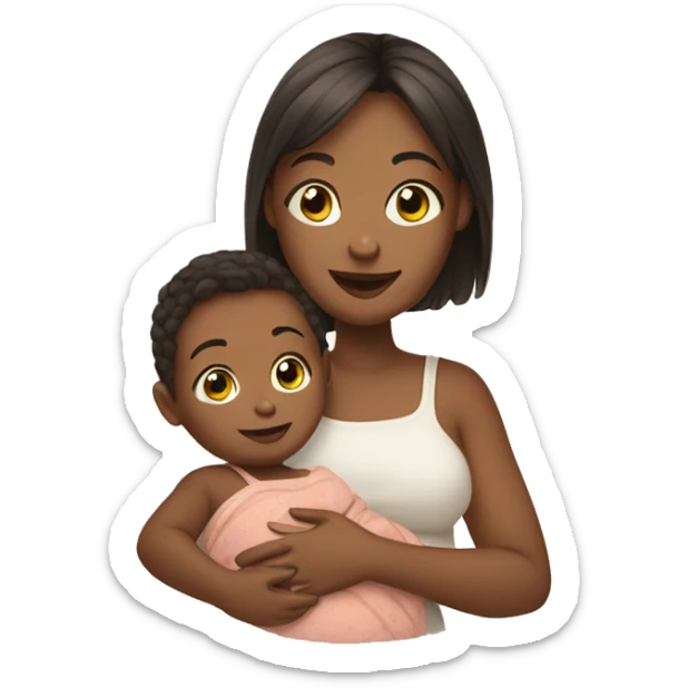 Girl with baby sticker