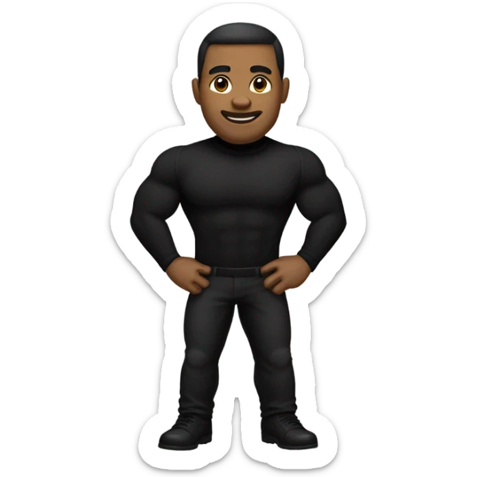 muscle black turtleneck shirt and black pants waist and black shoes sticker
