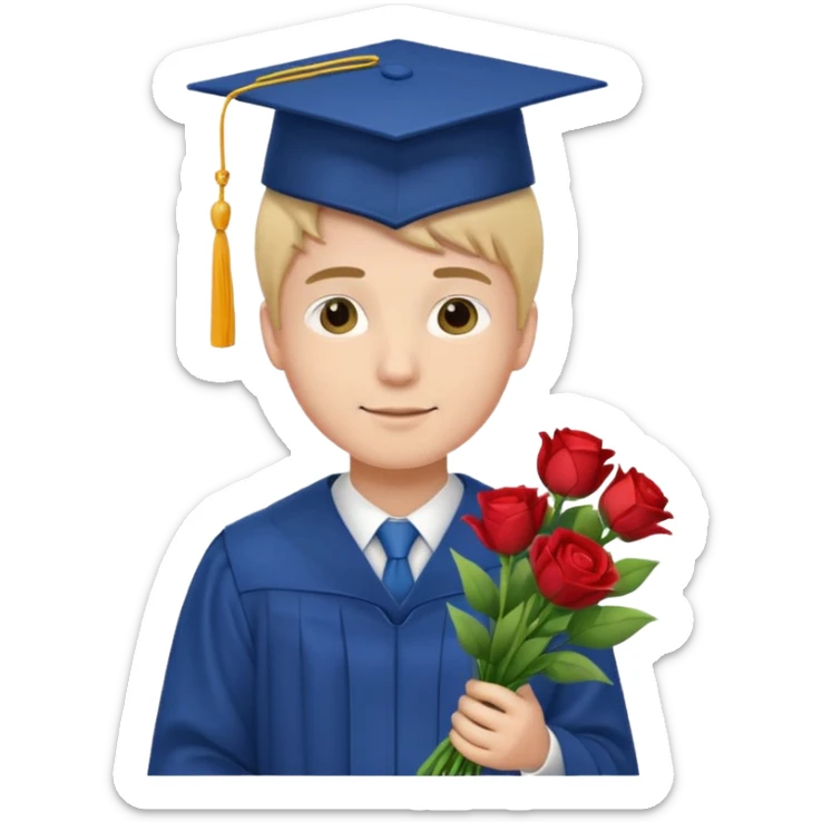 Graduated Students, Male,wearing graduation cap, holding bouquet of flowers
 sticker
