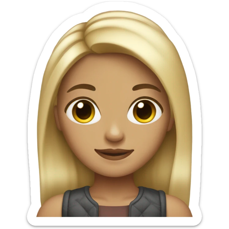 Blonde girl with brown hair and brown roots and fashionable  sticker