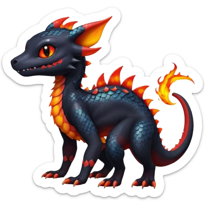 Shiny Cute Spooky Salandit-Umbreon-Charmeleon-Fakémon-hybrid-creature (full body)  sticker