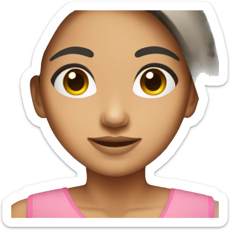 Asian woman with tan skin wearing a pink dress sticker