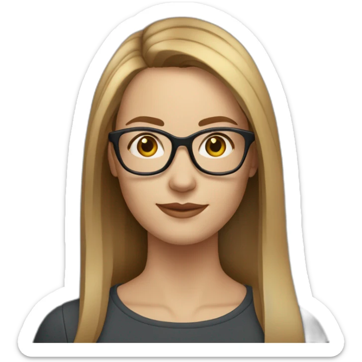 30 year old white woman with straight mid lenght light brown hair and rounded glasses sticker