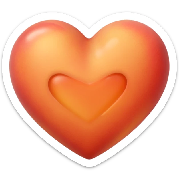 make an image of a peach colored heart emoji  that looks like an iPhone emoji. sticker