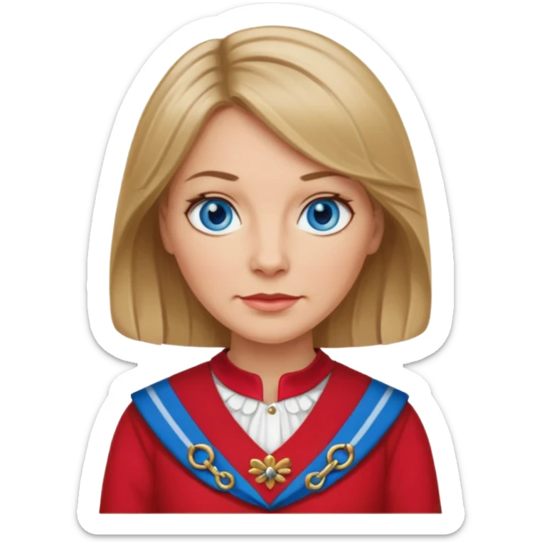 midle  aged female with Scottish red attire and dark blonde hair and blue eyes sticker