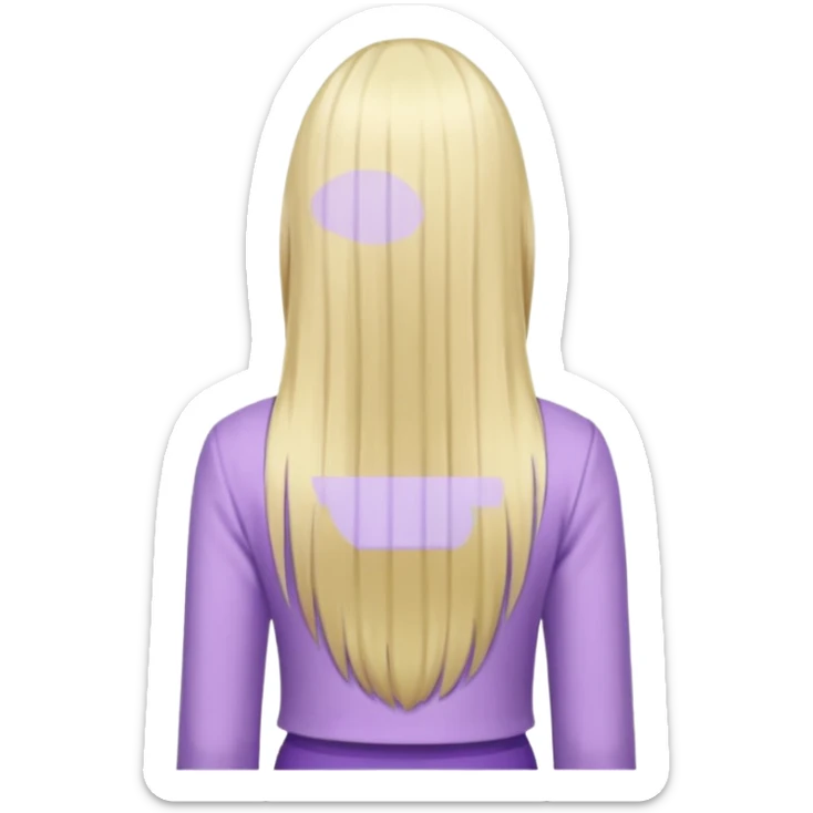 back view of a person, blonde with long straight hair, wearing pastel purple clothes, variation 3 sticker