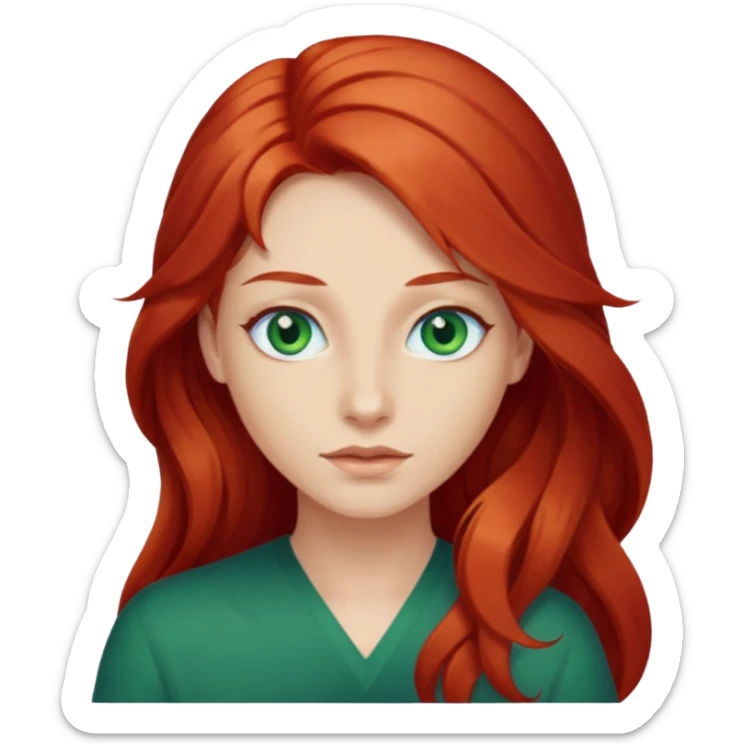 Like the first but her eye green  and blue and her hair red that brolong herwn  sticker
