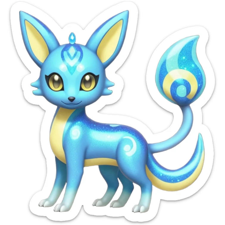 Bioluminescent Nigthly Glittery Shiny Starry Meloetta-Dewott-Salandit-Umbreon-Pokémon-Fakémon-fusion-hybrid-creature sticker