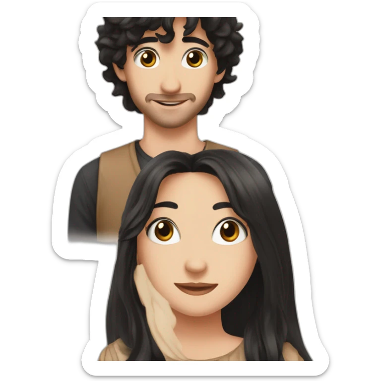 A person in his twenties, with beautiful black hair and brown eyes, a beautiful dress with ISLEMRT written on it, and the person is also happy.  sticker