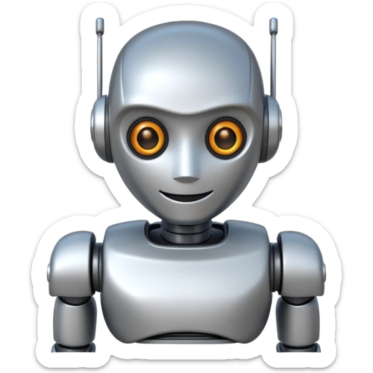 Crée-moi un robot sympathique, pour un chatbot moderne, je veux uniquement la tête sans le corps sticker
