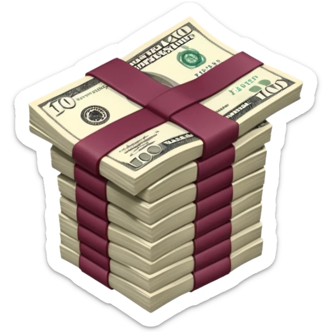 You have to make it look like the money is folded in half and there's a lot of it, these are $100 bills and they don't have a bow but a burgundy rubber band for the money. sticker