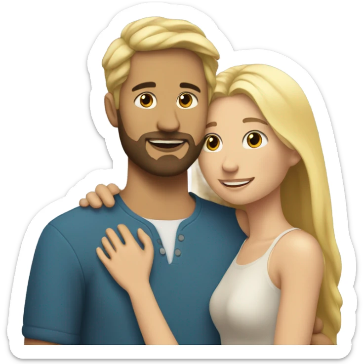 blonde woman long hair, hugging a blonde man with beard. he short hair sticker