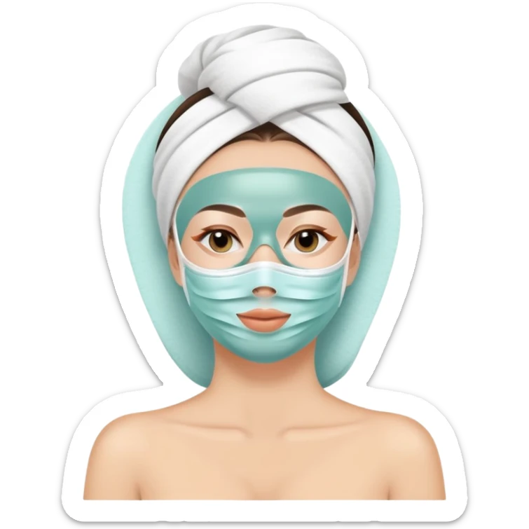 Lady with face mask spa beauty full face relaxing sticker