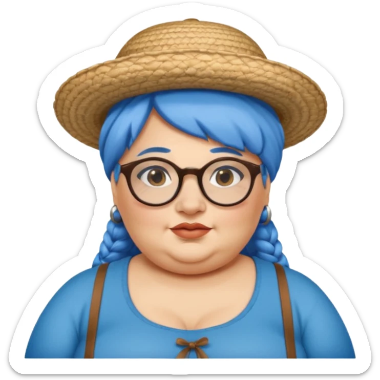 woman glassess, very fat venice gondolier with iconic hat and blue hair woman sticker