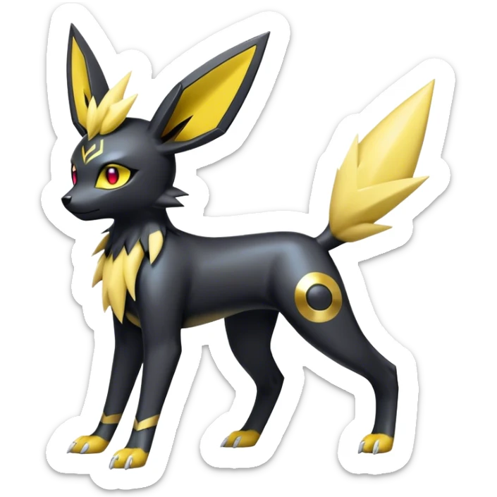 Shiny Cool Umbreon-Jolteon-Fakemon-hybrid-fusion- full body sticker