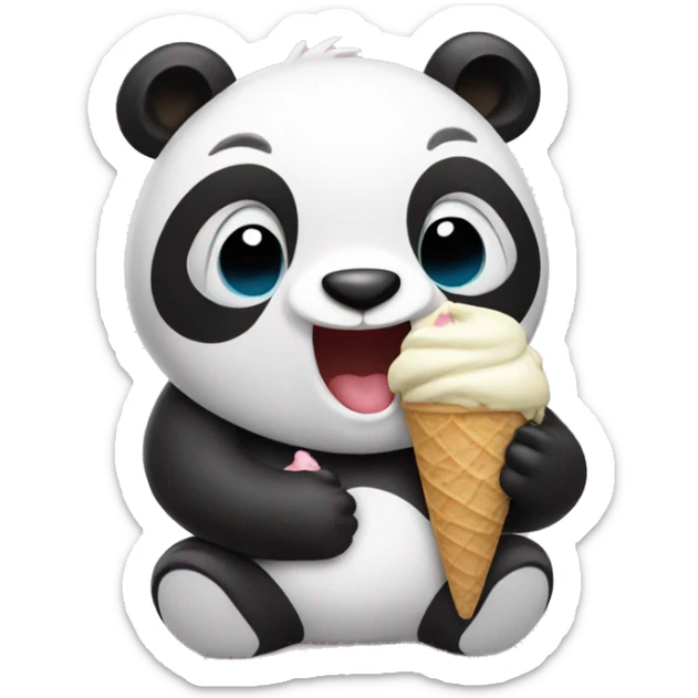 Panda eating ice cream sticker