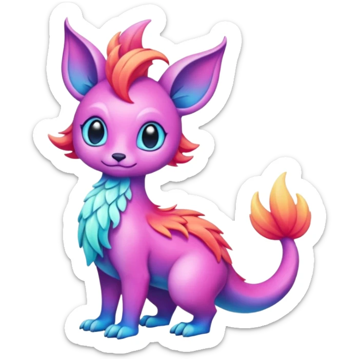 Shiny Colorful Dawn-Colored Fionbri-creature by Falvie (full body) sticker