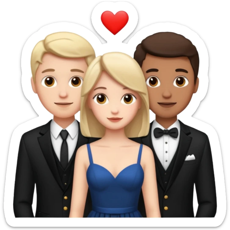 three people: two guys, one girl

they're in love, they're dressed sticker