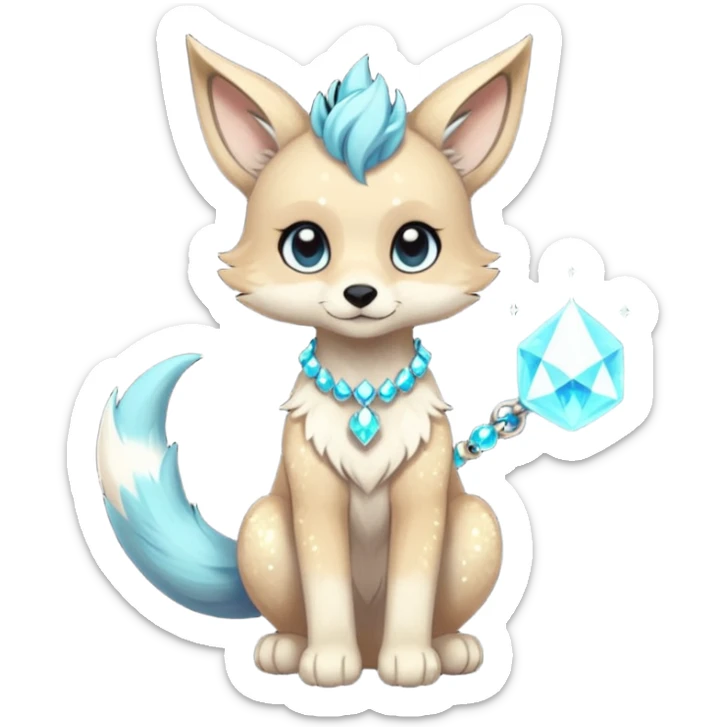 Cool cute Kawaii edgy fantasy animal sparkle fursona Fionbri by griffsnuff & LiLaiRa & Falvie full body sticker