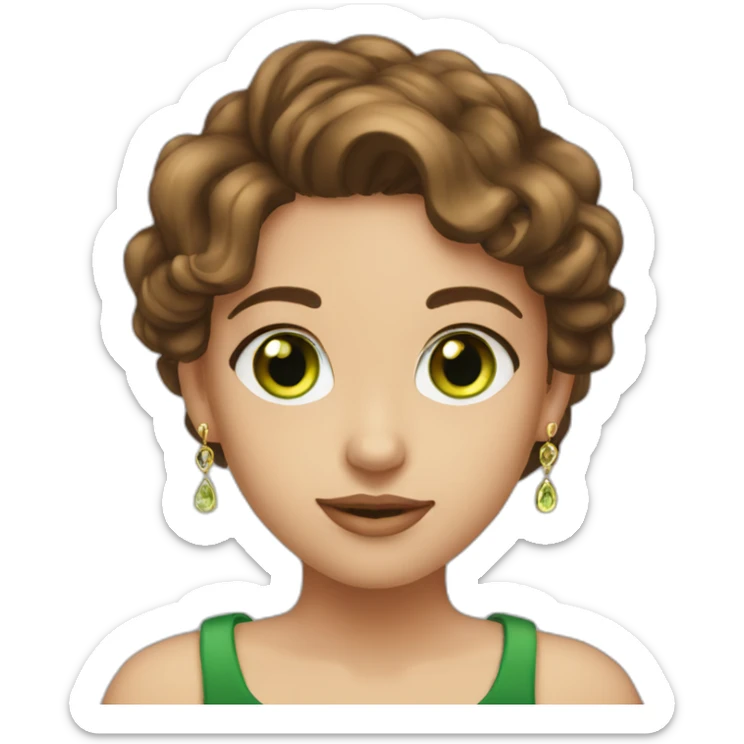 Cute girl with brown hair, green eyes and gold earrings. She ist looking fabulous btw sticker