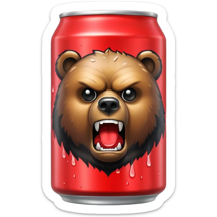 an adult energy drink with picture of angry bear on it and ASAN written on it sticker