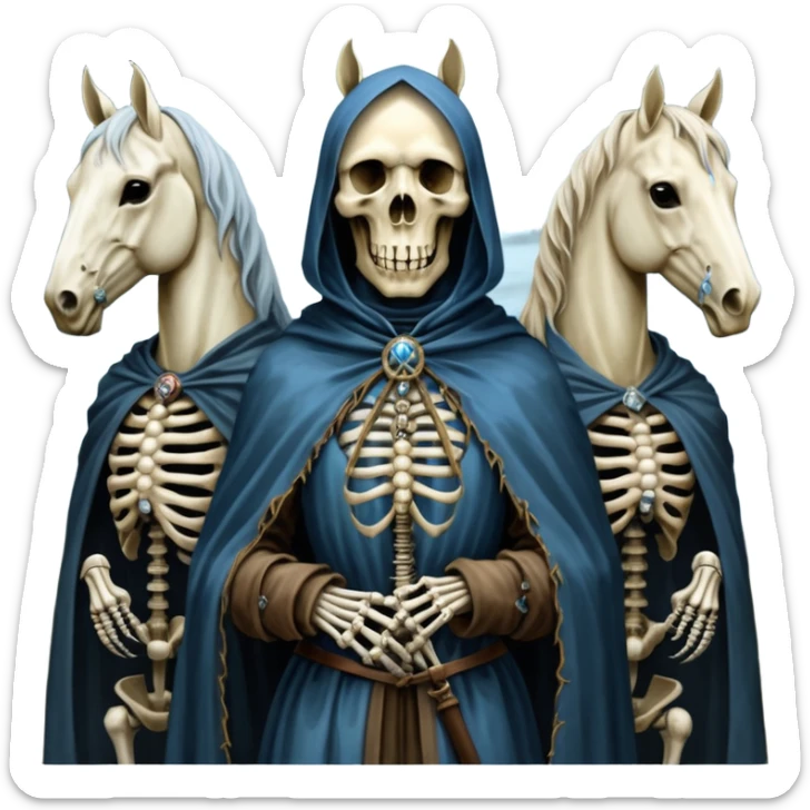 cinematic ultra HD, mysterios style, oil paint - The Four Horsemen of the Apocalypse, based on a graphic by Albrecht Dürer sticker