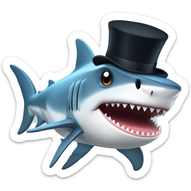 Shark with a top hat sticker