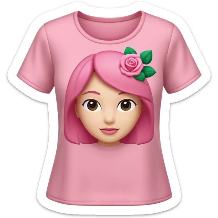 A 3D cartoon rose-pink women’s top with short sleeves, soft fabric texture, gentle lighting, isolated on plain background, Memoji-style. sticker