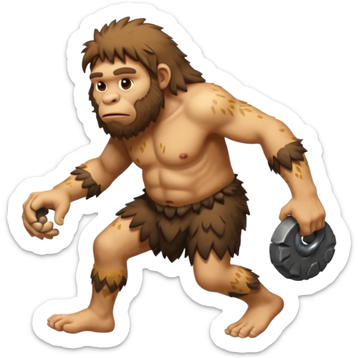 Can you make a emoji of a dumb Neanderthal  with his hands dragging on the ground? sticker