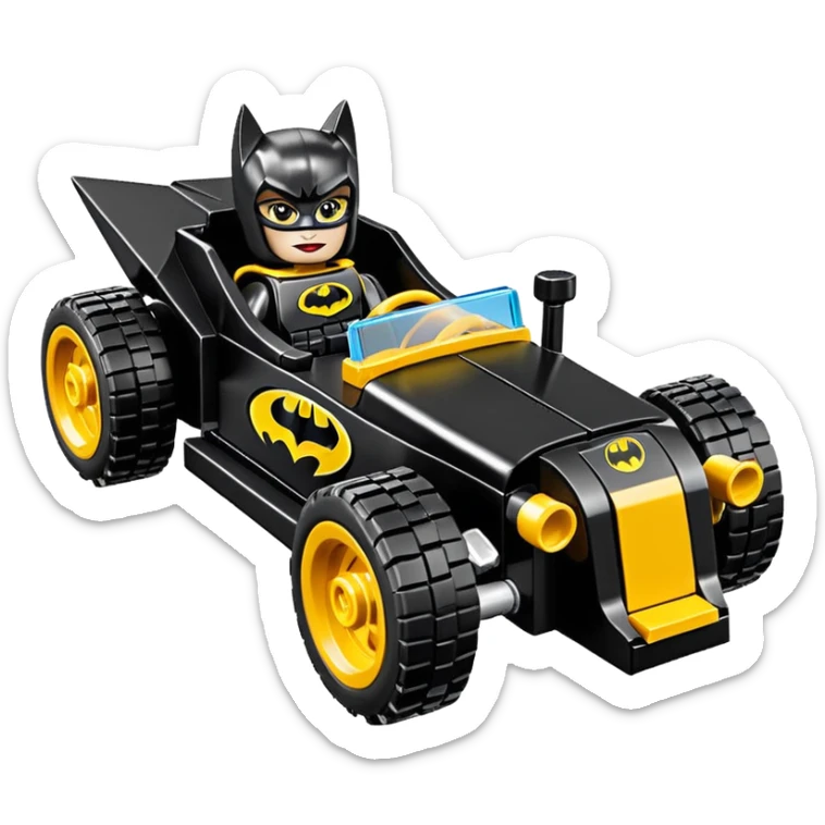 Hot wheels racing cartoons Lego BatGirl’s 1932 stealth retro cat burglar sporty petite off-road pursuit mobile cruiser car (reclined seating position) sticker