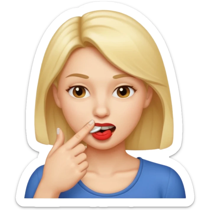 Una mujer mordiendose el dedo, sin la lengua para afuera y que el dedo este más omenos adentrod de la boca sticker