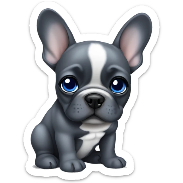 Dark Gray French Bulldog puppy with blue eyes sticker