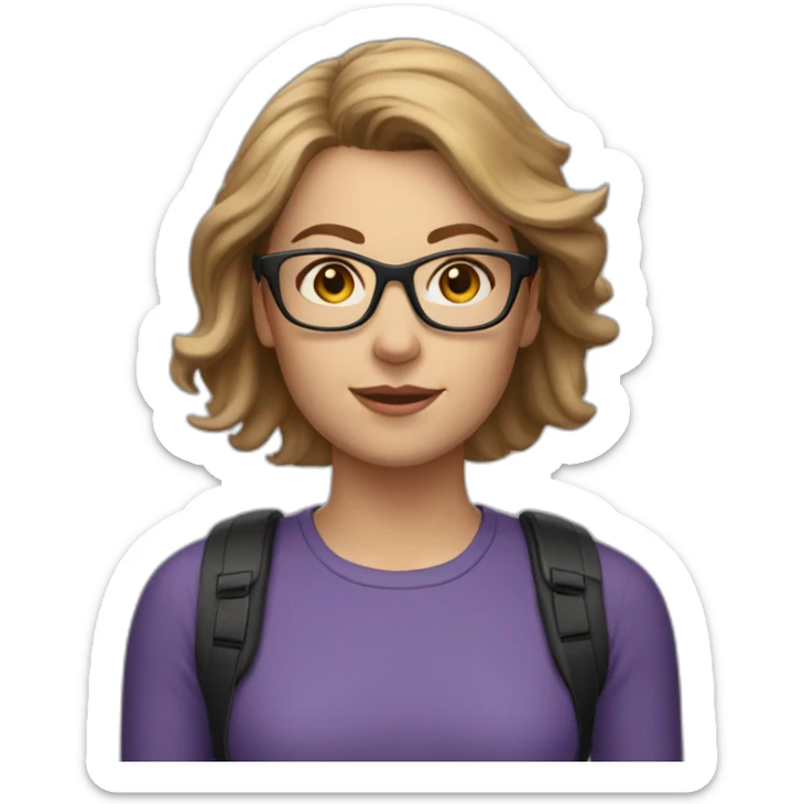 30 year old white woman short light brown hair with a bike helmet on her heard and glasses sticker