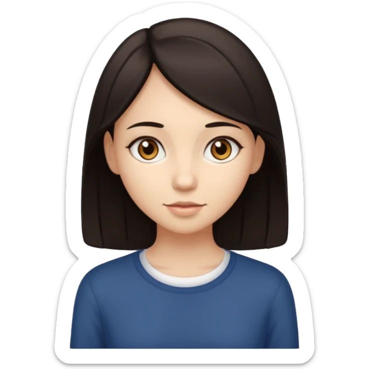 Make an emoji of a slender, full-length girl with dark hair and brown eyes sticker