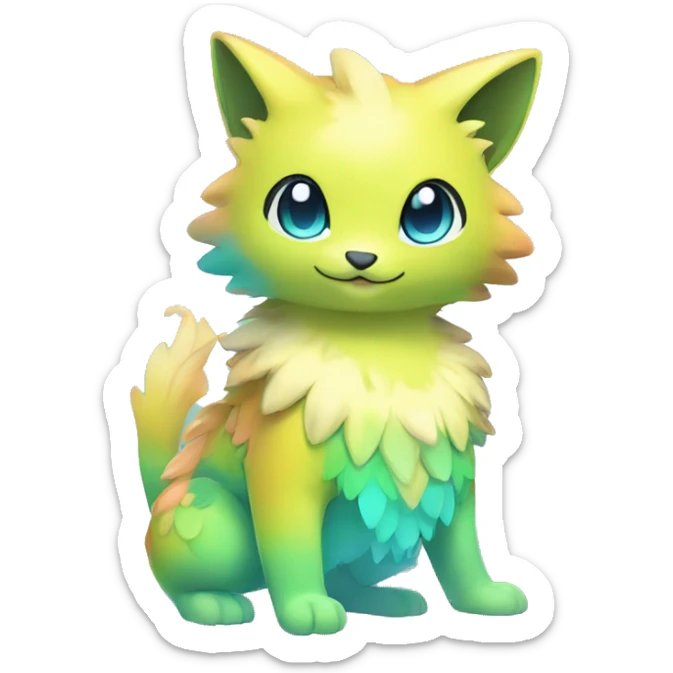 Cute cool shiny colorful animal hybrid Fakemon full body sticker