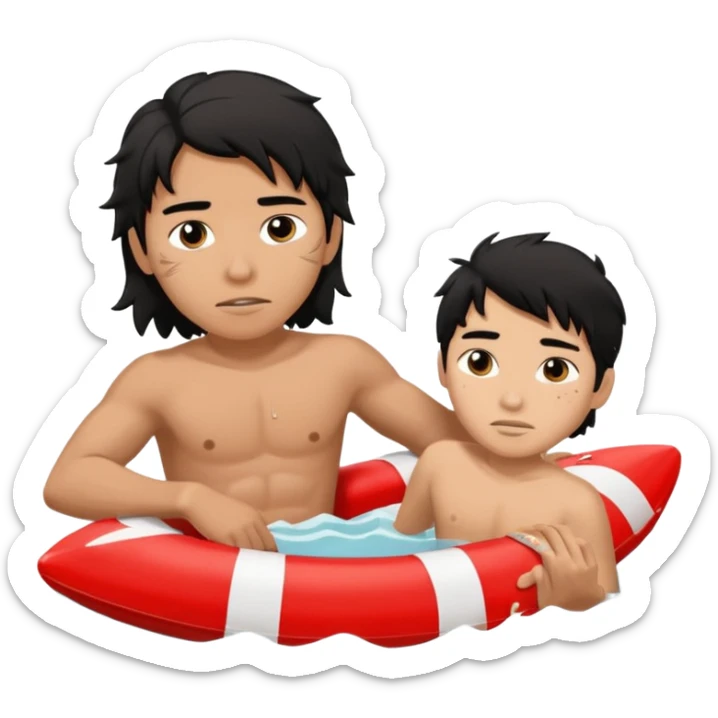 Lifeguard Native American Teenager with messy hair rescuing someone sticker