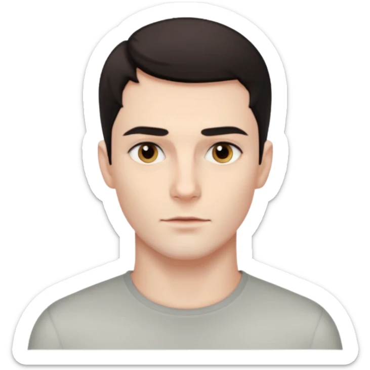 So much pretty handsome bratz man, black eyes,  short dark hair,l, pale skin, defined jawline sticker