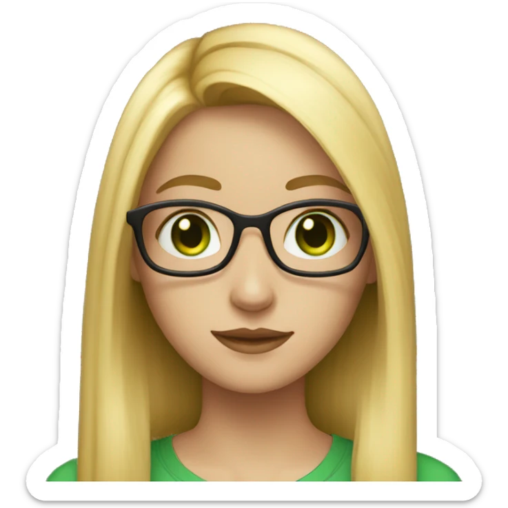 nerd girl with green eyes and long straight blonde hair  sticker