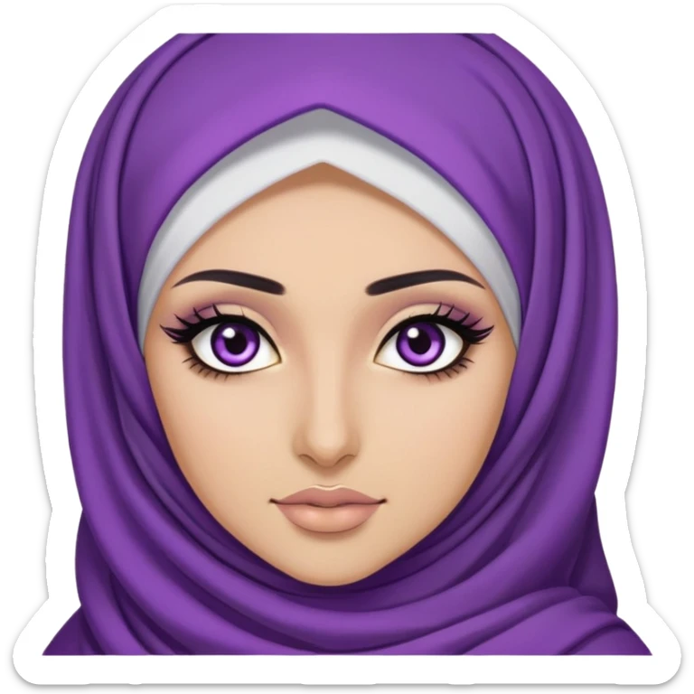 purple hijabi baddie,pretty, brown eyes, makeup, black eyeliner, long hair sticker