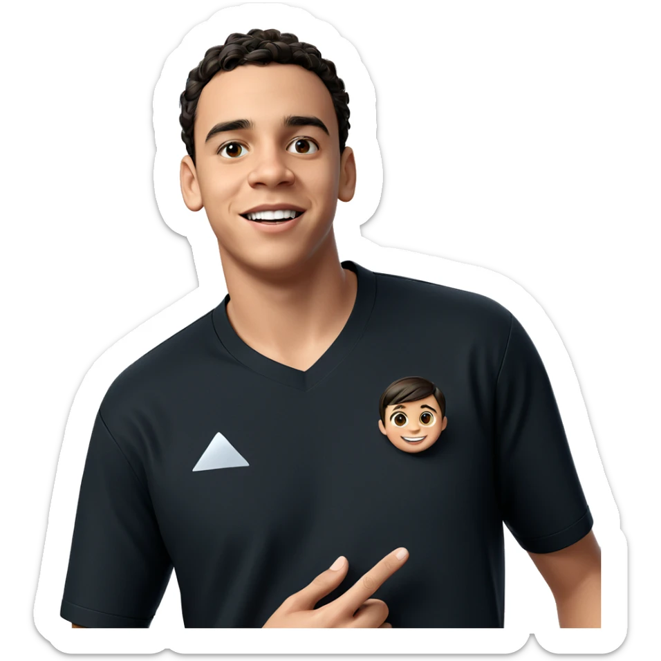 smiling boy in black shirt sticker