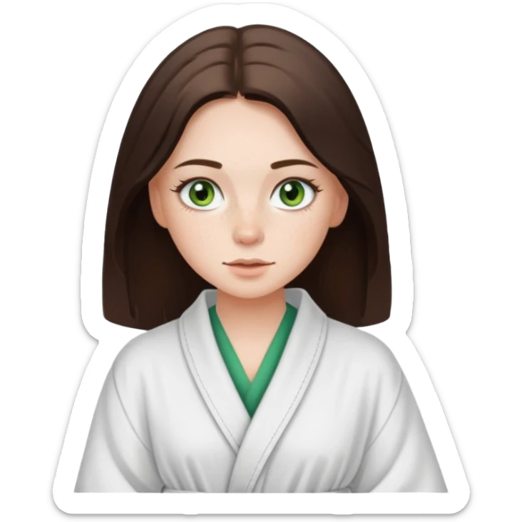 a white brunette girl with green eyes and freckles getting ready in the morning sticker