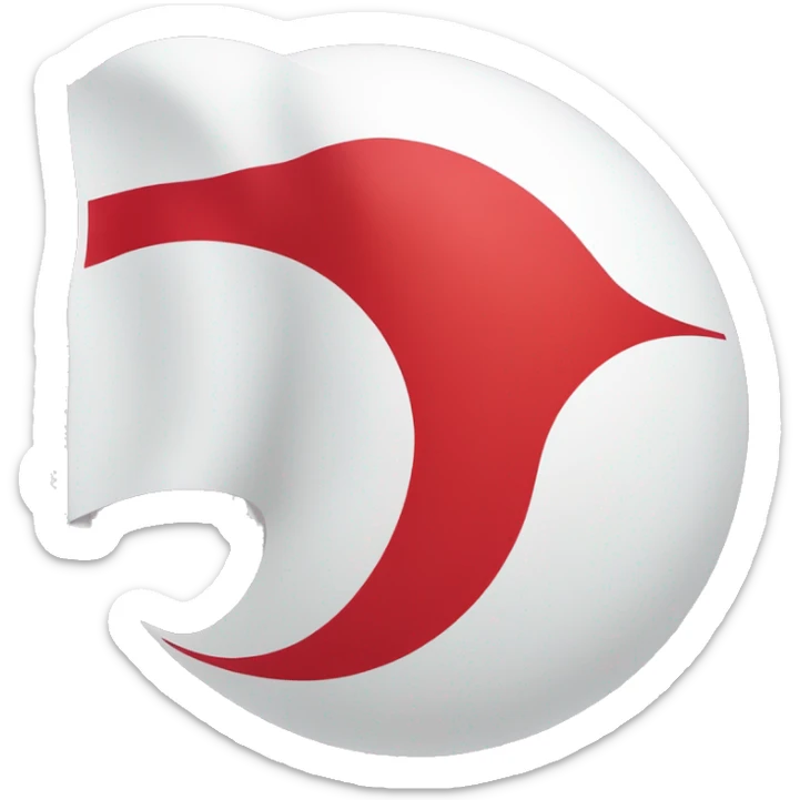 Generate an emoji flag of the Turkish Republic of Northern Cyprus, featuring two red horizontal stripes near the top and bottom edges on a white background, with a red crescent and star centered between the stripes. sticker