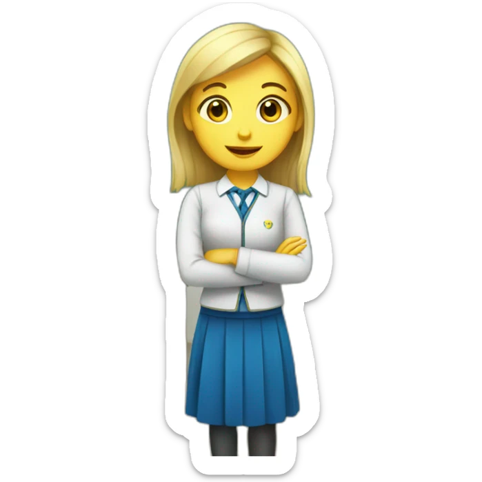 girl with ukrainian flag as a teacher of ukrainian language sticker