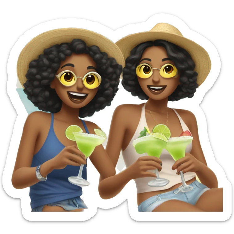 Two Latina best friends enjoying a little margarita at the beach  sticker