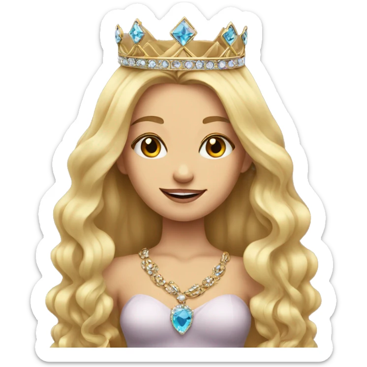 long hair blonde girl portrait with jewelry and crown  sticker