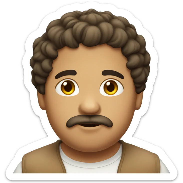 Short hair chubby Mexican guy with facial hair and tan curly hair girl kissing sticker