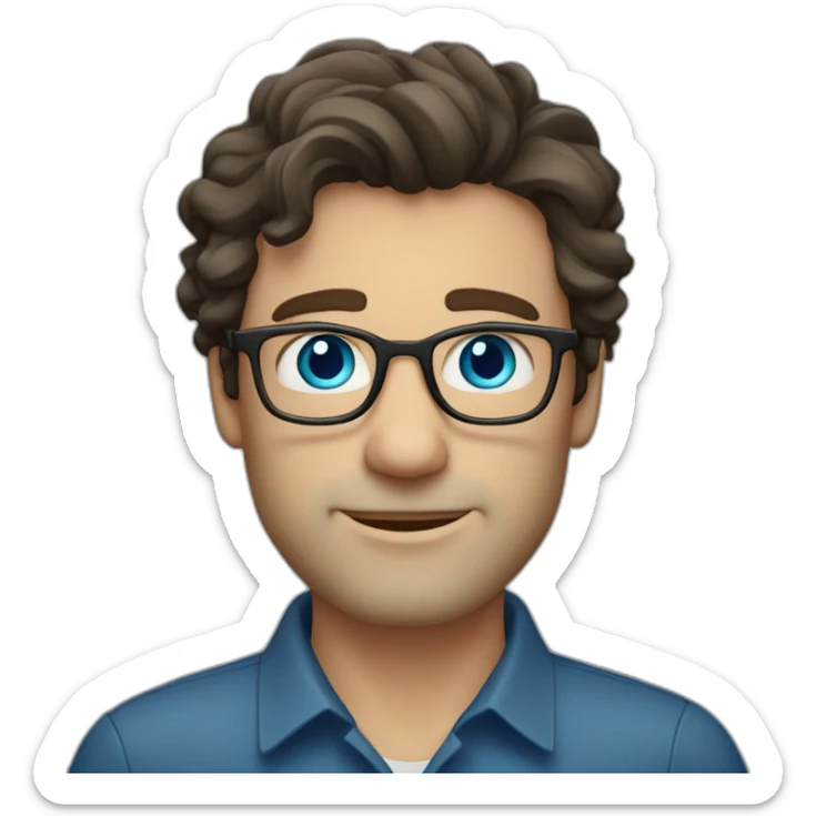 Handsome-Caucasian-man-dark-brown-wavy-hair-blue-eyes-glasses-middle-age sticker