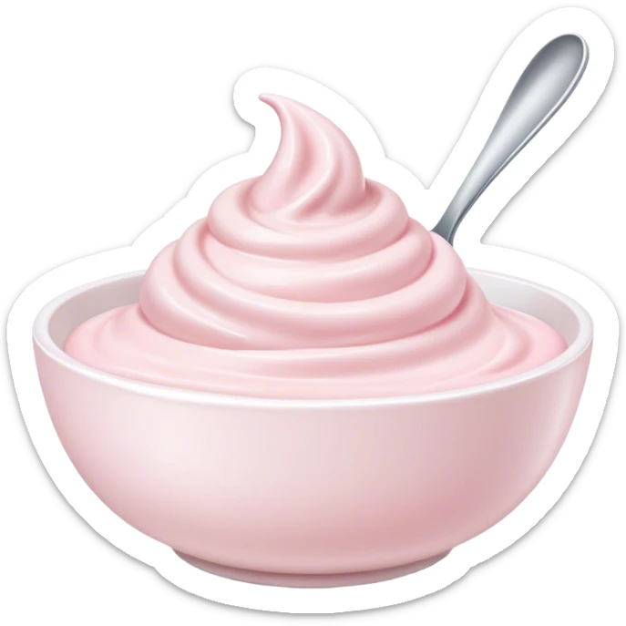 Pale pink yogurt in a white bowl sticker